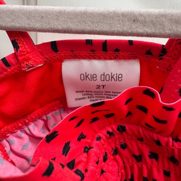 NWOT Okie Dokie 2T Red & Black Girls Watermelon Seed Bikini Bathingsuit Top - Picture 3 of 4